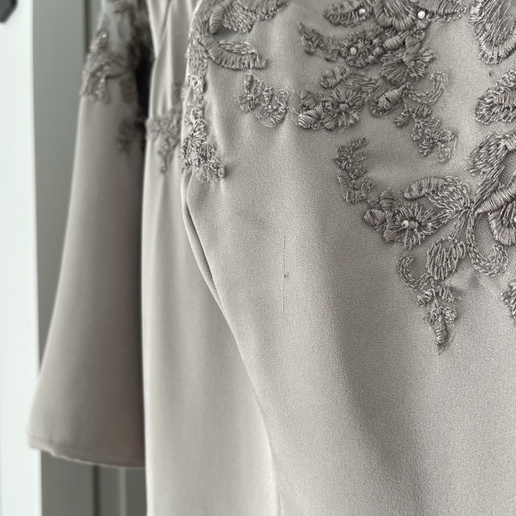 {La Femme} Embroidered Illusion Neck Gown - Picture 6 of 7